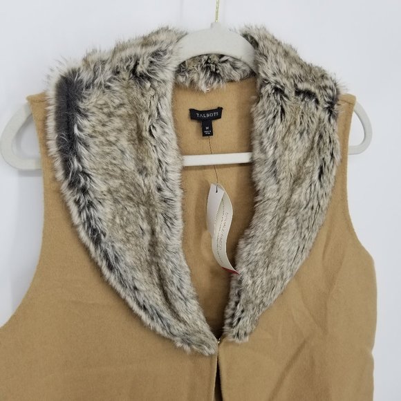 Talbots Double Faced Wool Faux Fur Vest EUC Like new - Picture 4 of 12